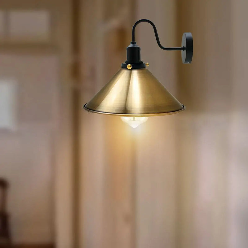 Vintage Industrial Metal Cone Shade Lighting Indoor Wall Sconce Light - Puck's