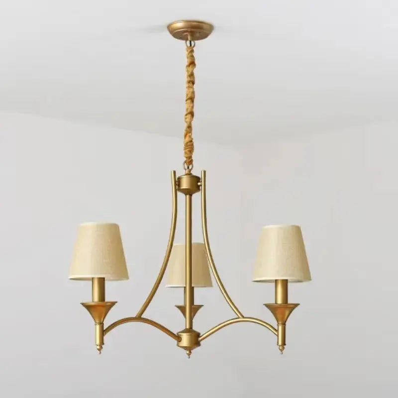 Vintage Living Room Home Lighting Pendant E14 Gray Green Fabric Lampshade Copper Iron Pendant Light Indoor Bedroom Lighting - Puck's