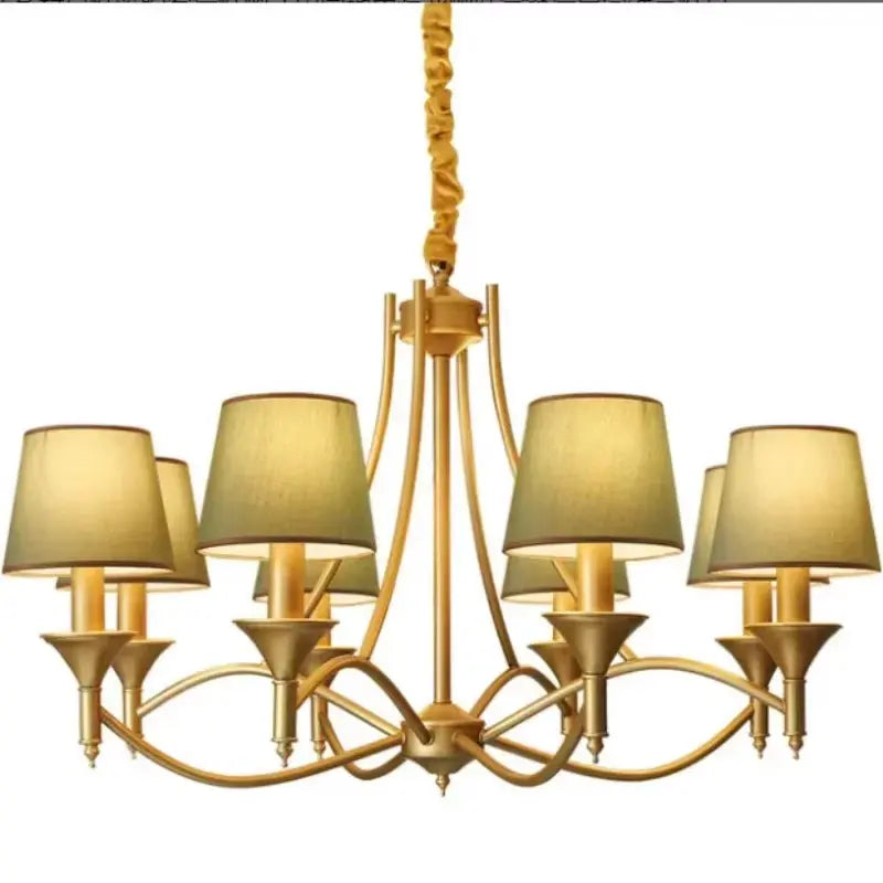 Vintage Living Room Home Lighting Pendant E14 Gray Green Fabric Lampshade Copper Iron Pendant Light Indoor Bedroom Lighting - Puck's