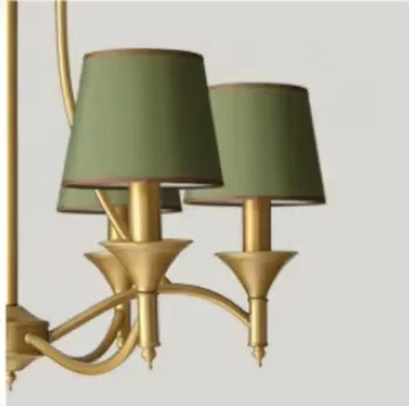 Vintage Living Room Home Lighting Pendant E14 Gray Green Fabric Lampshade Copper Iron Pendant Light Indoor Bedroom Lighting - Puck's
