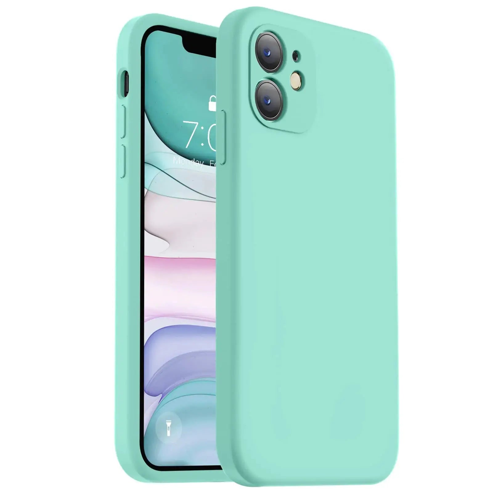 Vooii Compatible with iPhone 11 Case, Upgraded Liquid Silicone with [Flat Edges] [Camera Protection] [Soft Anti-Scratch Microfiber Lining] Phone Case for iPhone 11 6.1 inch - Black - Puck's