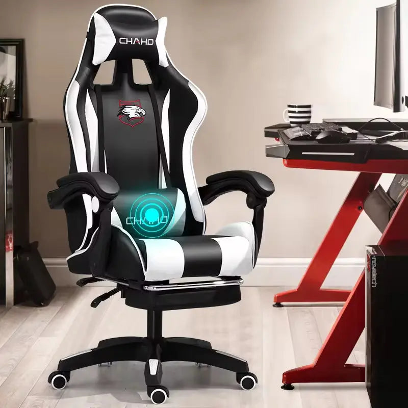 WCG Gaming Chair Computer Chair High-Quality Gaming Chair Leather Internet LOL Internet Cafe Racing Chair Office Chair Gamer New - Puck's