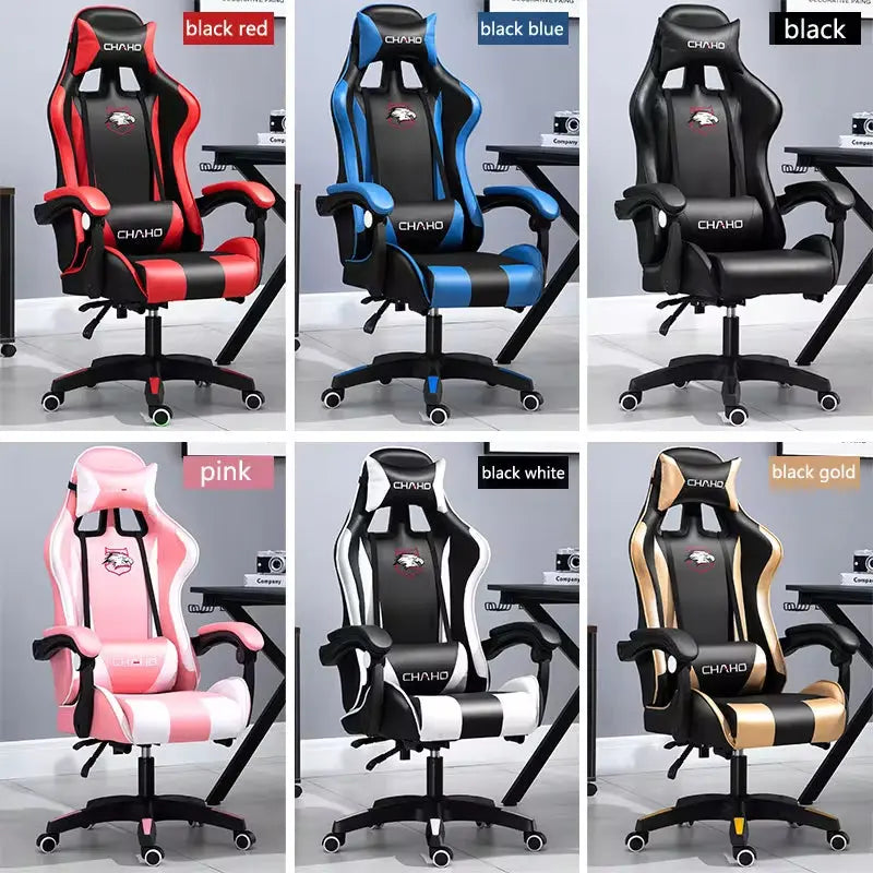 WCG Gaming Chair Computer Chair High-Quality Gaming Chair Leather Internet LOL Internet Cafe Racing Chair Office Chair Gamer New - Puck's