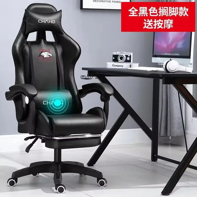WCG Gaming Chair Computer Chair High-Quality Gaming Chair Leather Internet LOL Internet Cafe Racing Chair Office Chair Gamer New - Puck's