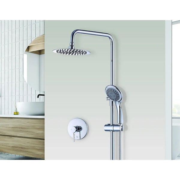 WELS 8" Rain Shower Head Set Rounded Dual Heads Faucet High Pressure - Puck's