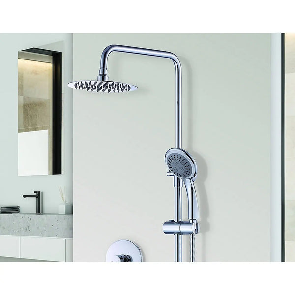 WELS 8" Rain Shower Head Set Rounded Dual Heads Faucet High Pressure - Puck's