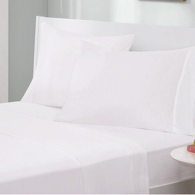 Twin XL Size 4-Piece Cotton Blend Jersey Sheet Set in White-2