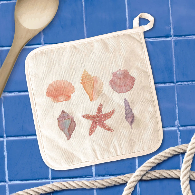 Watercolor Shells - Cotton Pot Holder - Puck's