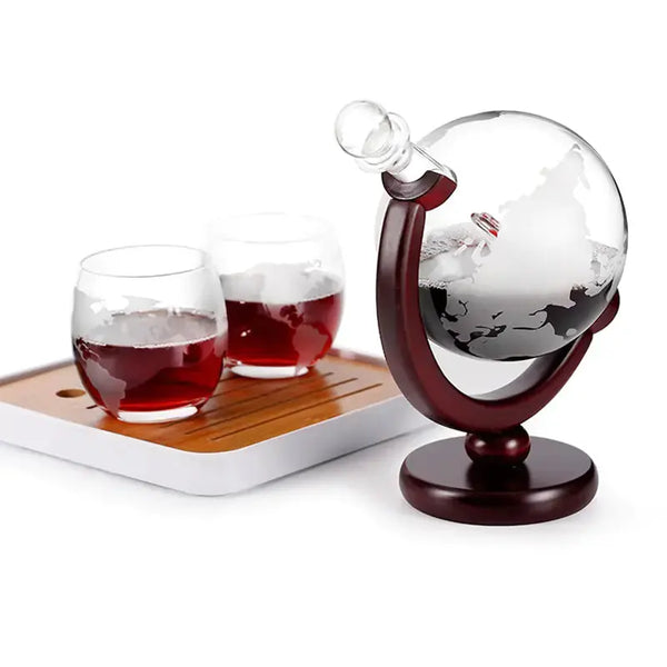 Whiskey Decanter Globe Wine Aerator Glass Set - Puck's