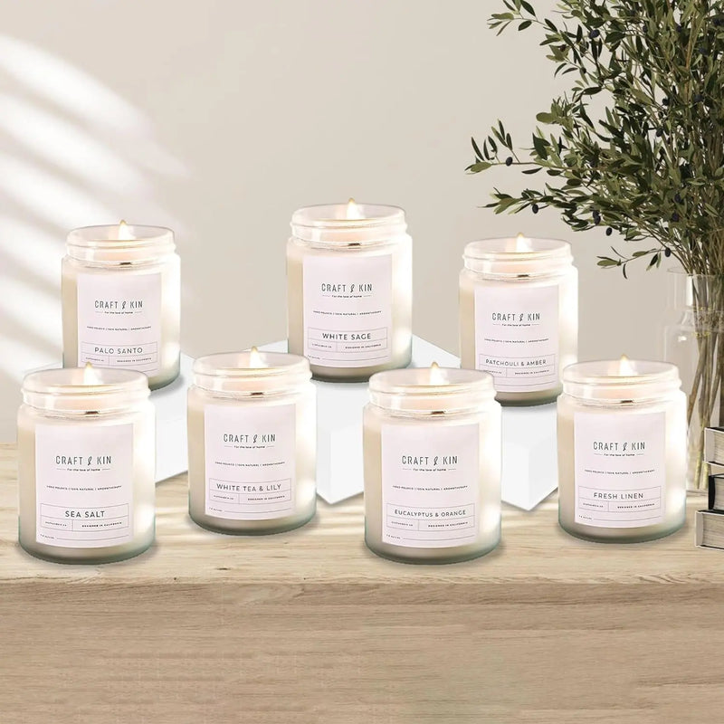 White Sage Scented Candle for Cleansing | 8 Oz 45 Hour Long Lasting | Classic Soy Candles Wood Wick | Made with Natural Soy | Gifts for Men and Women - Puck's