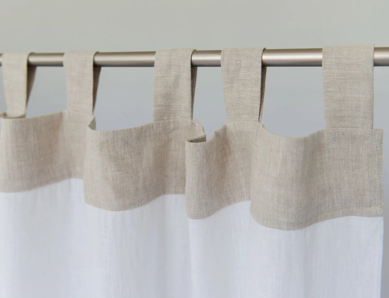 White and Natural Light linen curtains with tabs, two tones - Puck's