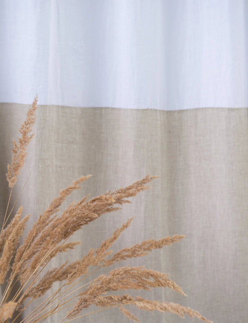 White and Natural Light linen curtains with tabs, two tones - Puck's