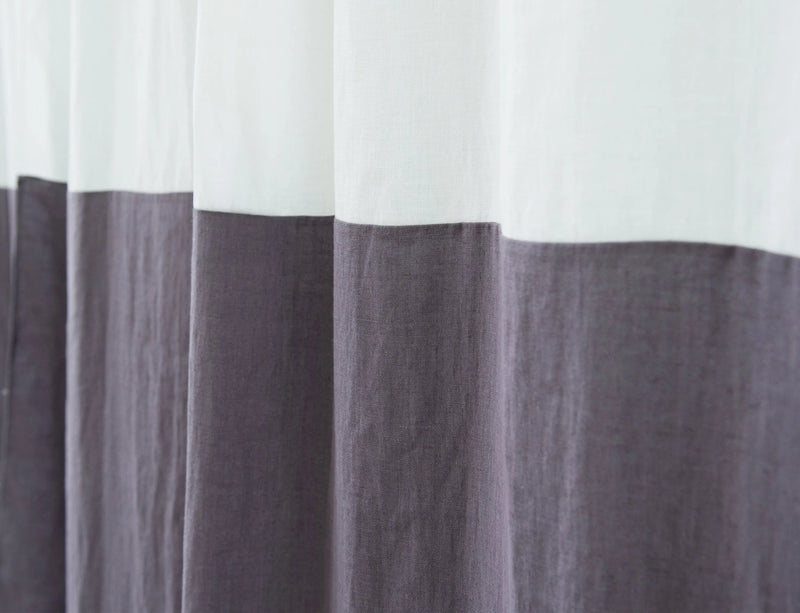 White and Natural Light linen curtains with tabs, two tones - Puck's