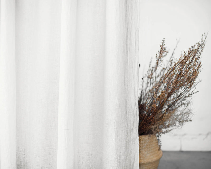 White linen curtain with tabs - Puck's