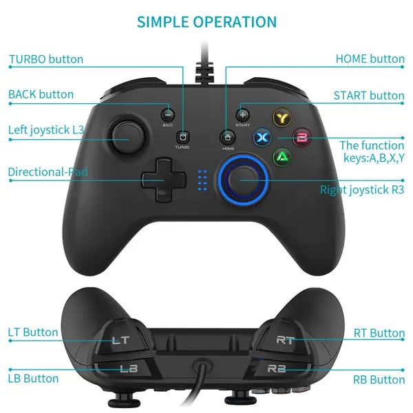 Wired Gaming Controller Joystick Gamepad with Dual-Vibration - Puck's