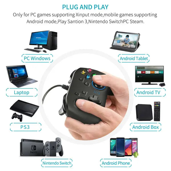 Wired Gaming Controller Joystick Gamepad with Dual-Vibration - Puck's