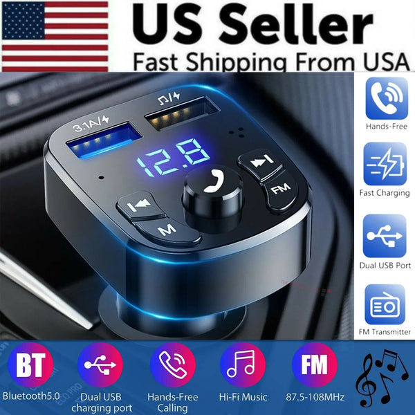 Wireless Car Bluetooth FM Transmitter MP3 Audio USB Charger Adapter - Puck's