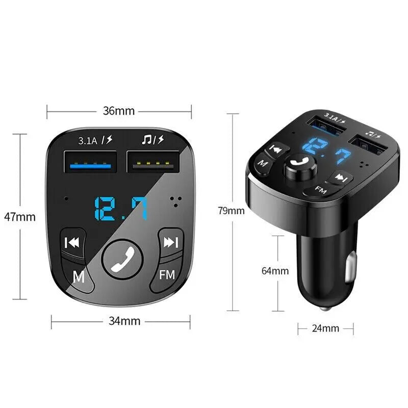 Wireless Car Bluetooth FM Transmitter MP3 Audio USB Charger Adapter - Puck's
