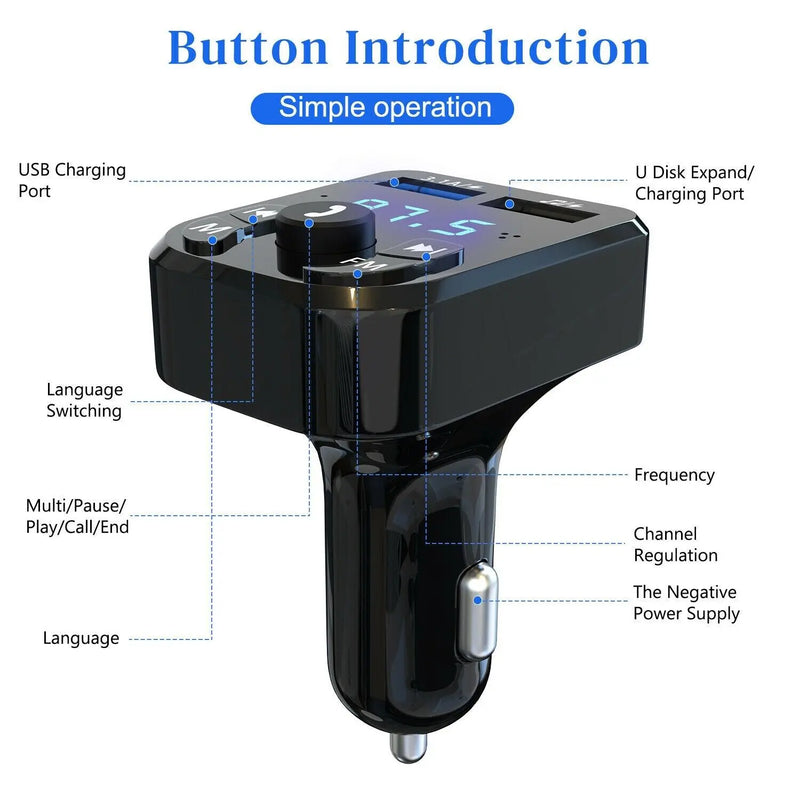 Wireless Car Bluetooth FM Transmitter MP3 Audio USB Charger Adapter - Puck's