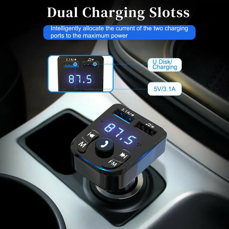 Wireless Car Bluetooth FM Transmitter MP3 Audio USB Charger Adapter - Puck's