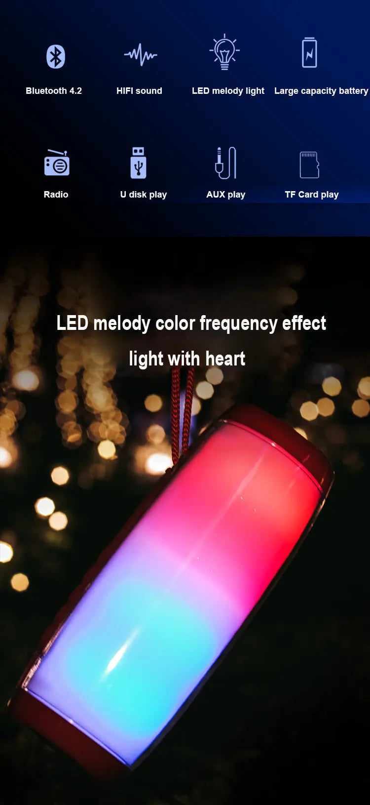 Wireless Portable Bluetooth Stereo Speaker with LED Light - Puck's