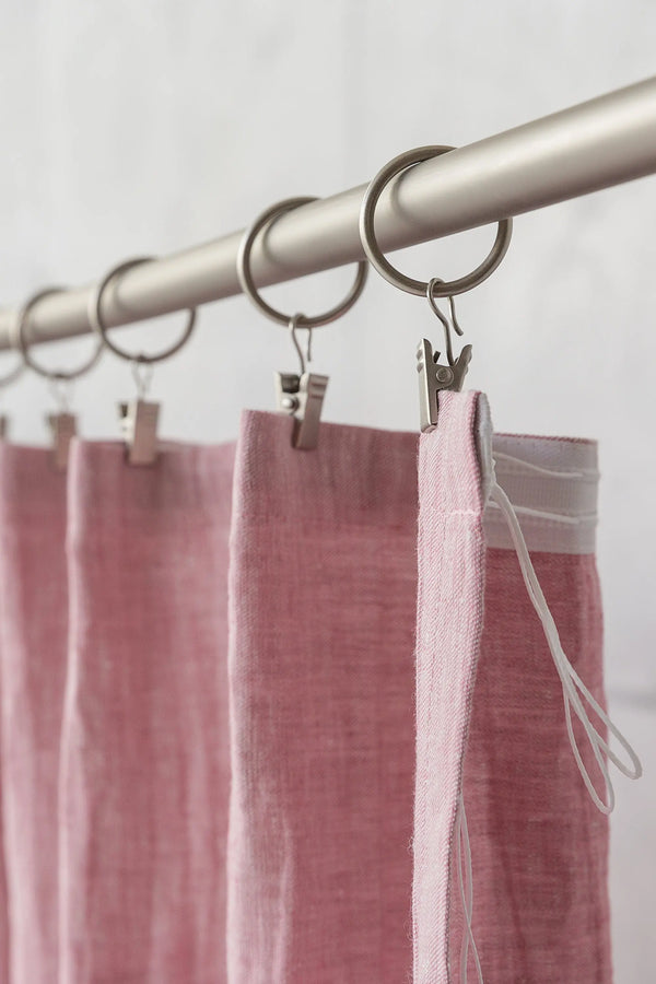Woodrose linen curtain with pleating tape - Puck's