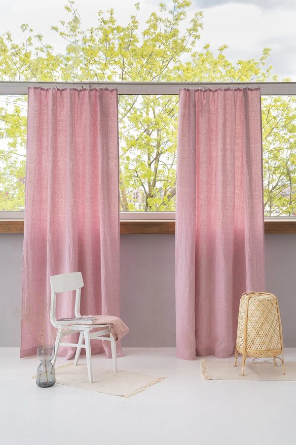 Woodrose linen curtain with pleating tape - Puck's
