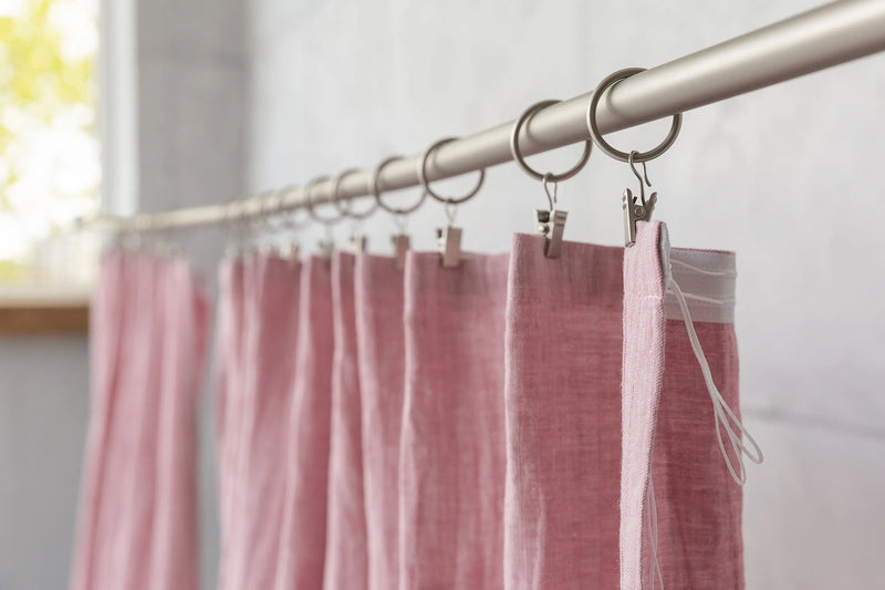 Woodrose linen curtain with pleating tape - Puck's
