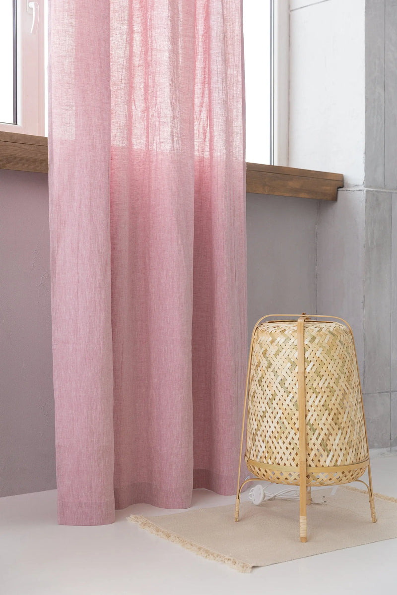 Woodrose linen curtain with pleating tape - Puck's