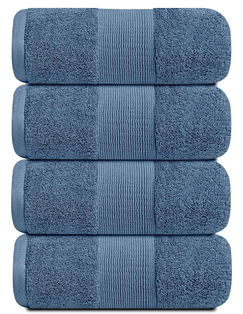 4 Pack Resort Collection Soft Bath Towels 28x55 in Luxury Plush Cotton Blue - Puck's