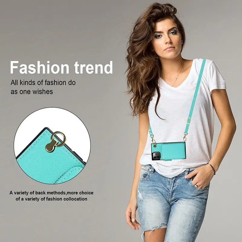 Zipper Wallet Case with Adjustable Crossbody Strap for phone - Puck's