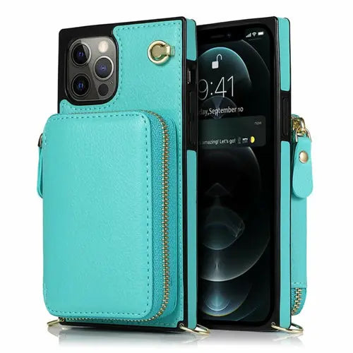 Zipper Wallet Case with Adjustable Crossbody Strap for phone - Puck's