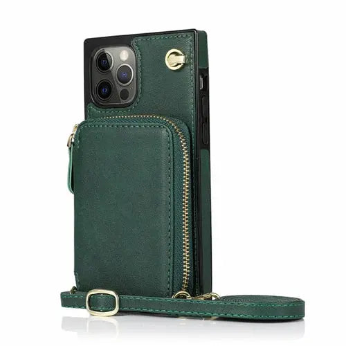Zipper Wallet Case with Adjustable Crossbody Strap for phone - Puck's
