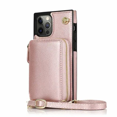 Zipper Wallet Case with Adjustable Crossbody Strap for phone - Puck's