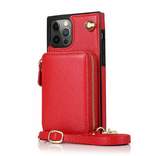 Zipper Wallet Case with Adjustable Crossbody Strap for phone - Puck's