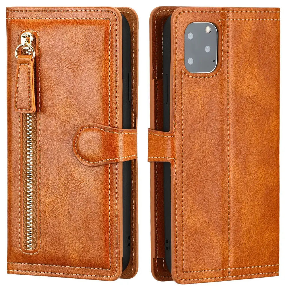 Zipper Wallet Flip Case For iPhone With Wireless Charging Support - Puck's