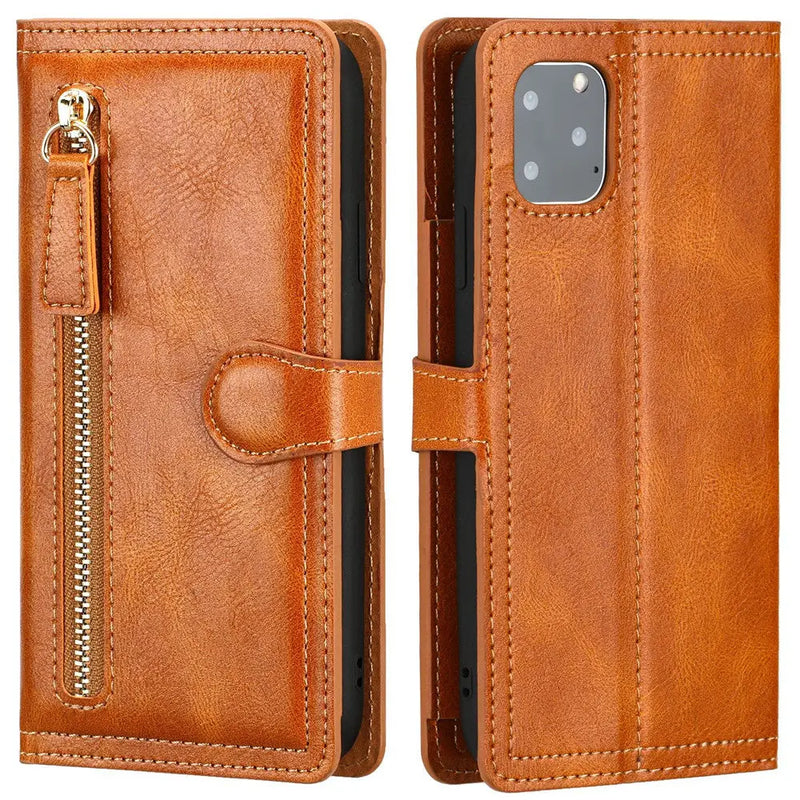 Zipper Wallet Flip Case For iPhone With Wireless Charging Support - Puck's