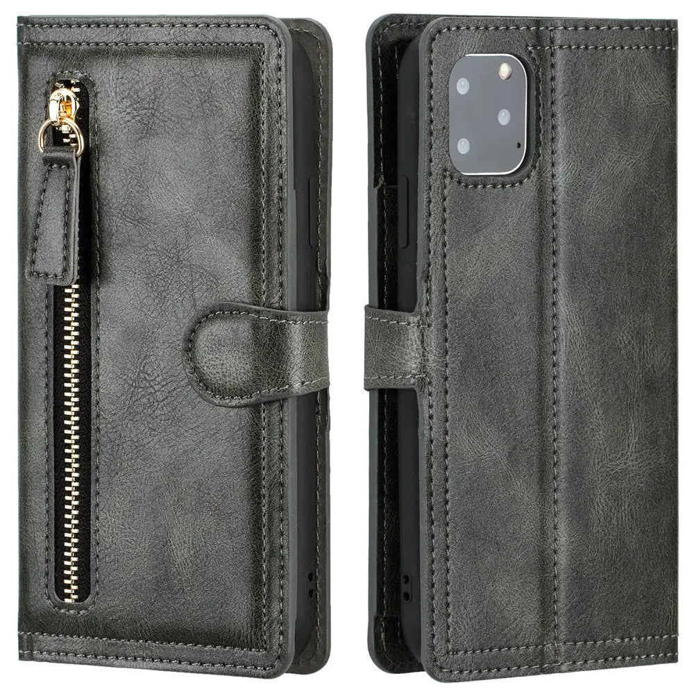 Zipper Wallet Flip Case For iPhone With Wireless Charging Support - Puck's