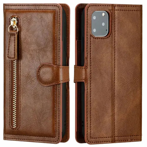 Zipper Wallet Flip Case For iPhone With Wireless Charging Support - Puck's