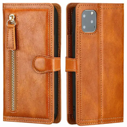 Zipper Wallet Flip Case For iPhone With Wireless Charging Support - Puck's