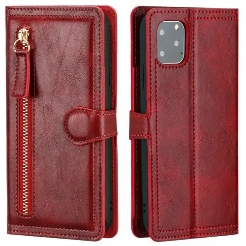 Zipper Wallet Flip Case For iPhone With Wireless Charging Support - Puck's