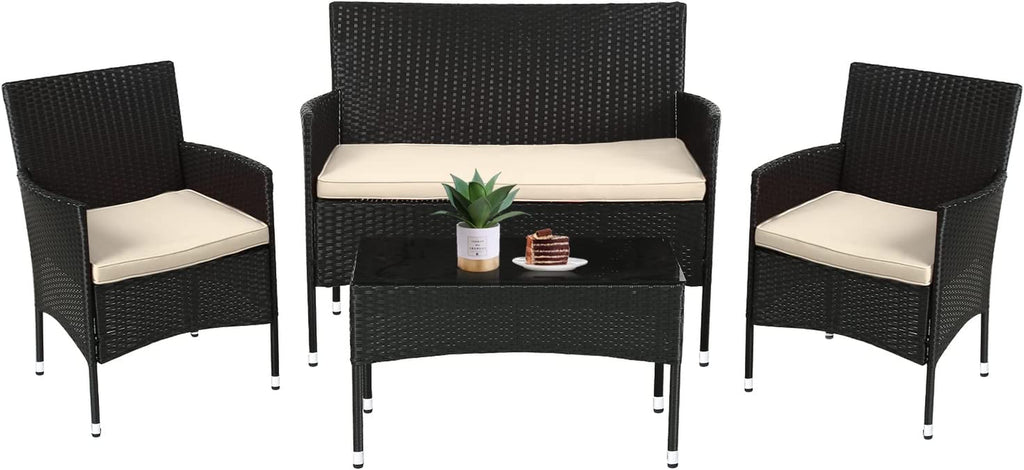 Juego De Muebles De Patio 4 Piezas Silla De Ratán Para Exteriores Sofá De Mimbre - Puck's