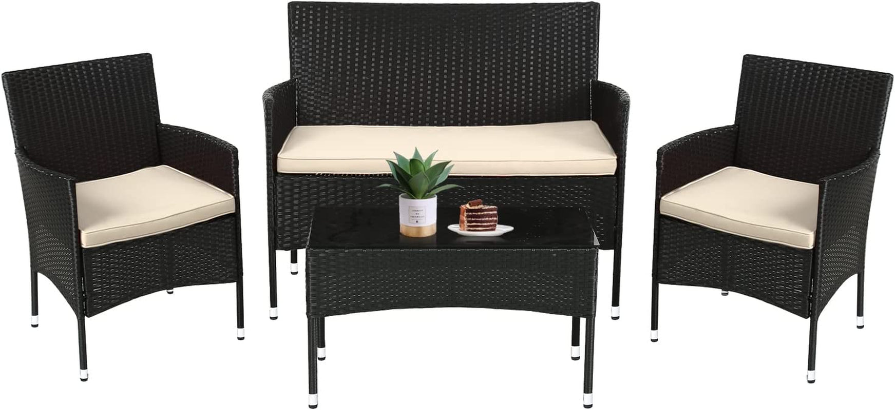 Juego De Muebles De Patio 4 Piezas Silla De Ratán Para Exteriores Sofá De Mimbre - Puck's