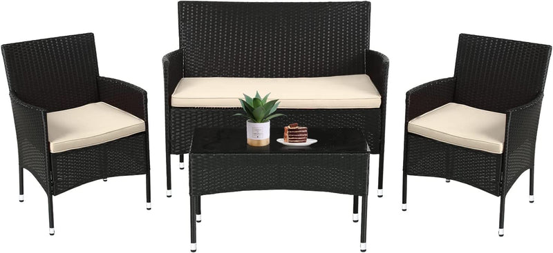 Juego De Muebles De Patio 4 Piezas Silla De Ratán Para Exteriores Sofá De Mimbre - Puck's