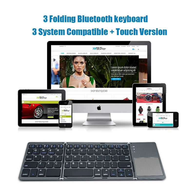 Wireless Folding Keyboard Bluetooth Keyboard with Touchpad for Windows, Android, Ios,Phone,Multi-Function Button Mini Keyboard - Puck's