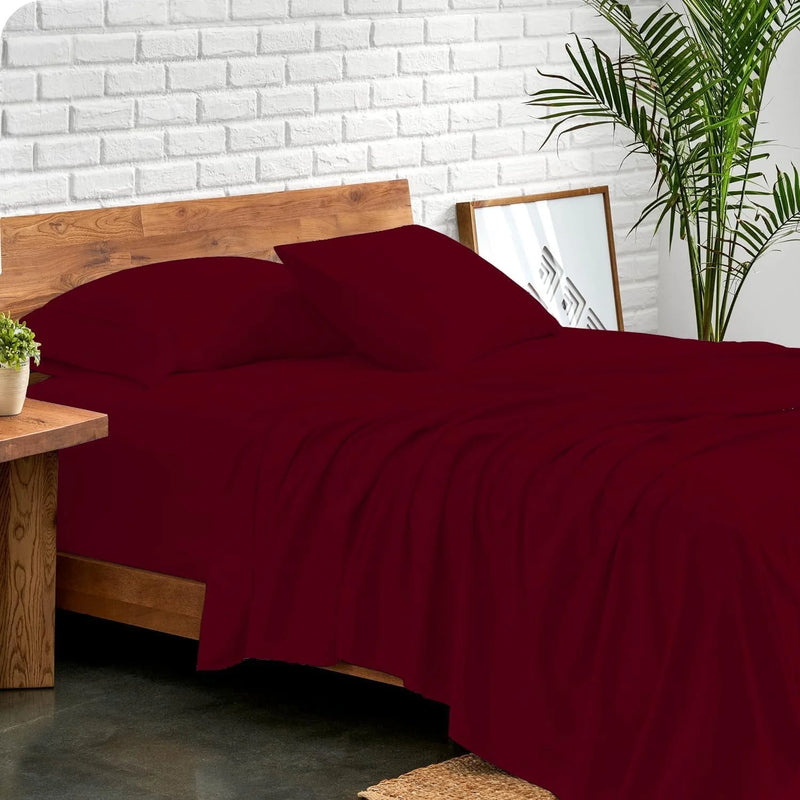 800 Thread Count 100% Egyptian Extra Long Staple Cotton Sheet Set, 4 Pc Set, Sateen Weave, Hotel Collection Soft Luxury Bedding, Fits Upto 15" Inch Deep Pocket (Burgundy Solid, Full Size) - Puck's