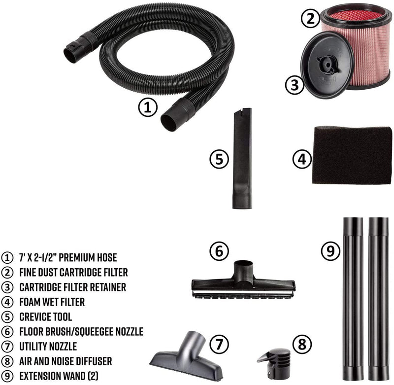 Professional Wet/Dry Vac, 12 Gallon, Beast Series, 5.5 HP 2-1/2" Hose (VJH1211PF0201) , Black - Puck's