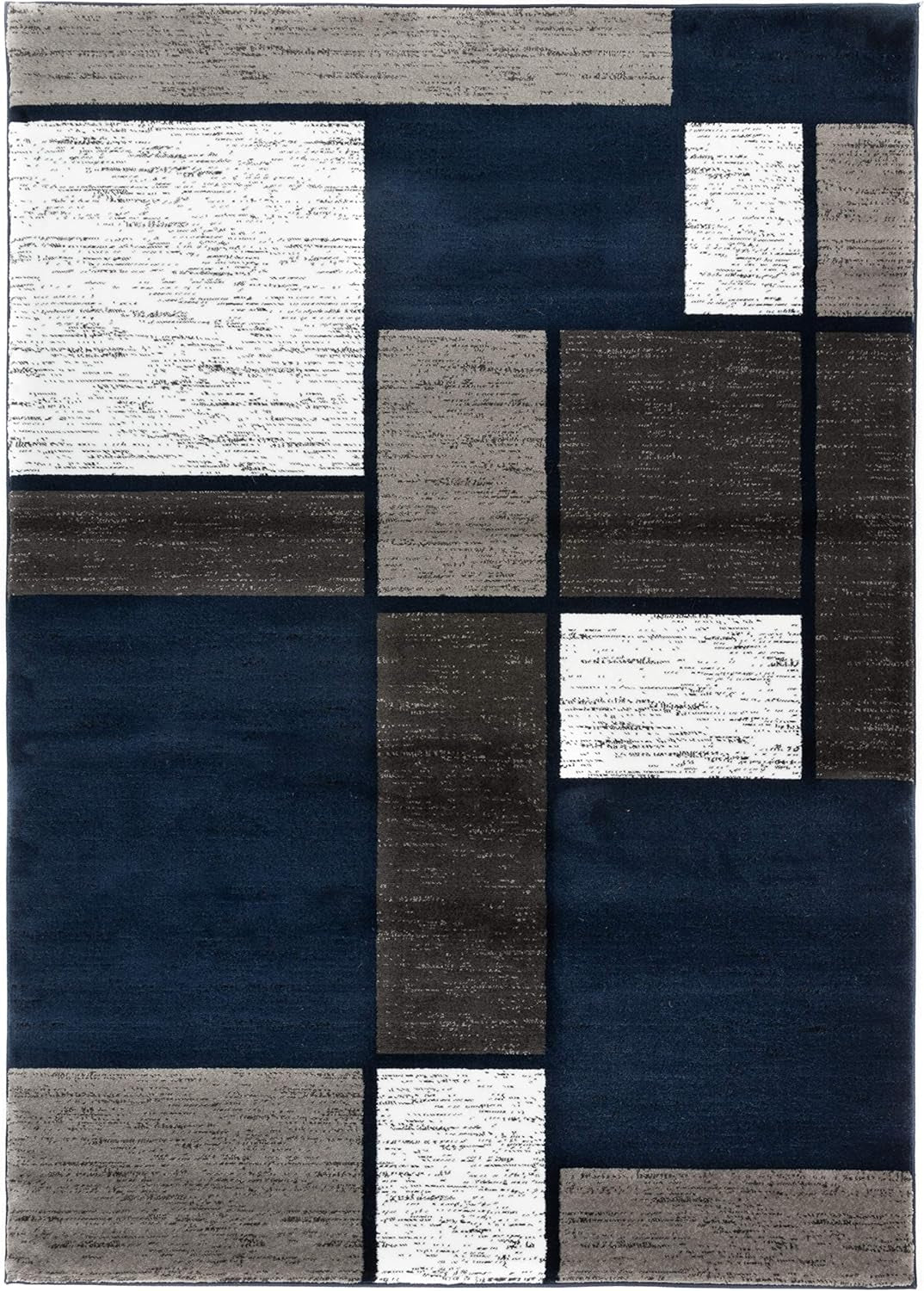 Contemporary Modern Boxes Area Rug 10' X 14' Navy - Puck's