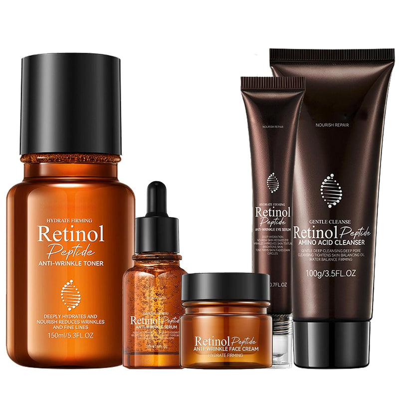 Retinol Skin Care Set, anti Aging Skin Care Routine Kit with Hyaluronic Acid, Rose Essence, Firm Skin, Smooth Wrinkle, Face Care Set with Face Cream, Serum, Eye Cream, Toner, Cleanser - Puck's