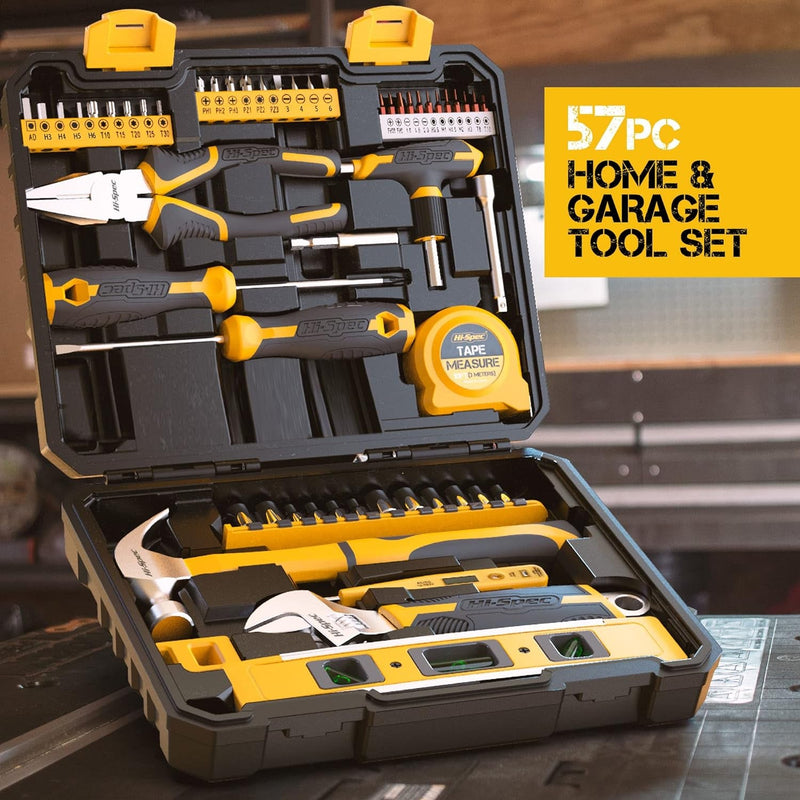 57Pc Household Tool Kit - Home & Garage Mechanics Tool Set - the Complete Tool Box Set for Home Repair - Puck's